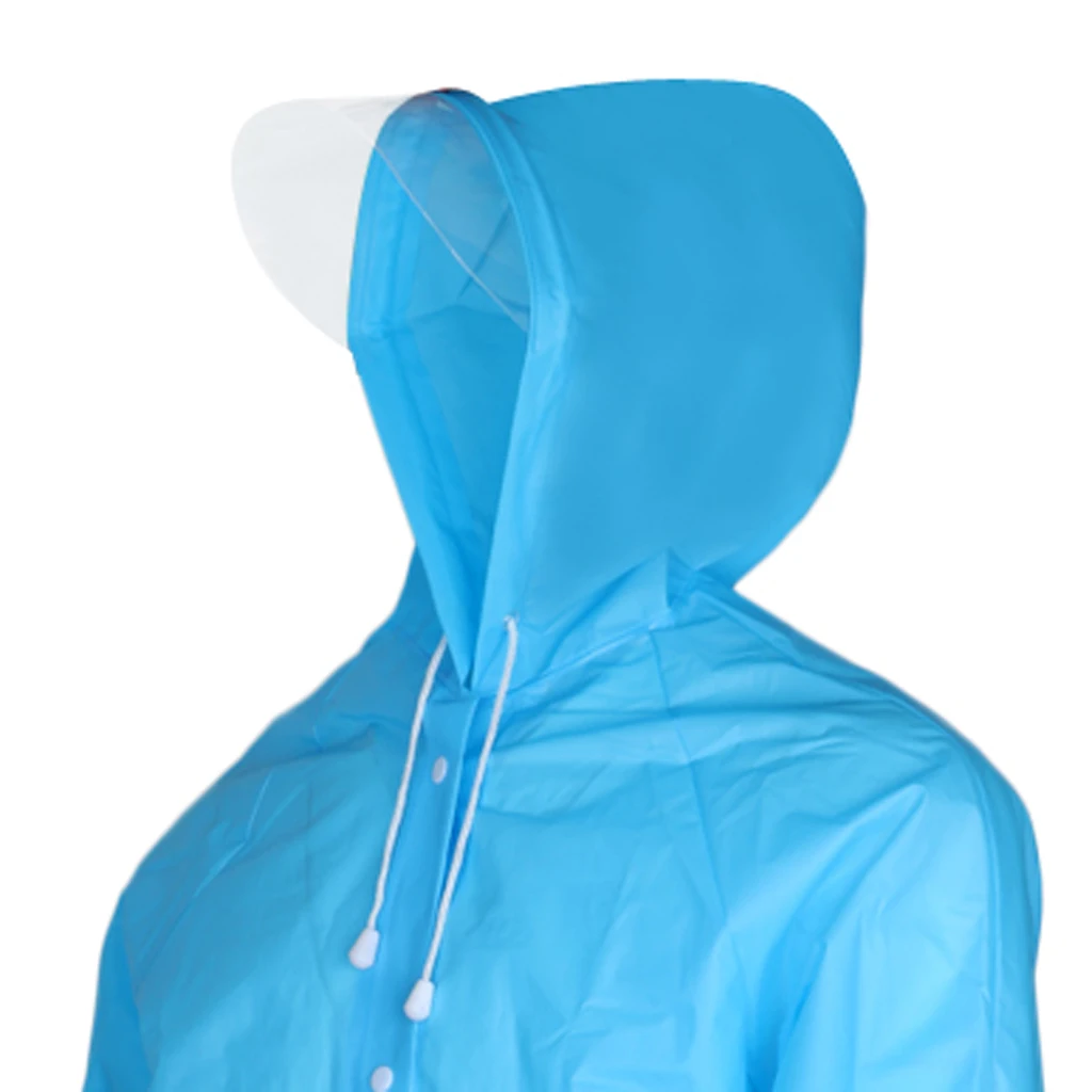 Waterproof Rain Poncho Reusable Adult Raincoat with Hoods & Cap Visor White