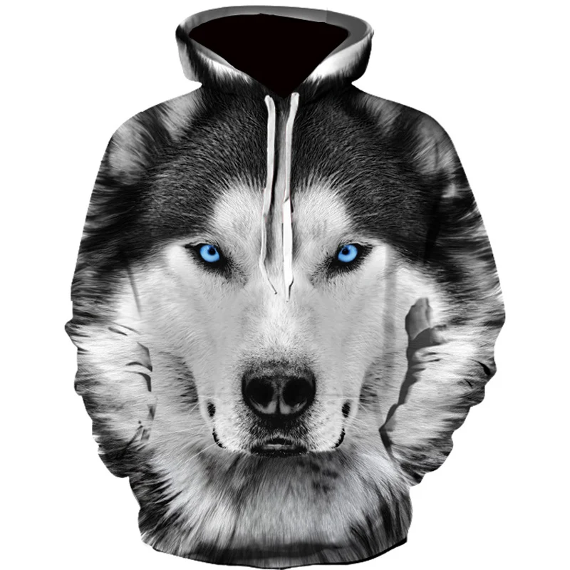 

3d New Arrival Fashion Mens Hoodies 3D Wolf Printed Loose Fit Autumn Sweatshirt for Men Streetwear Hoody harajuku Funny Hoodies