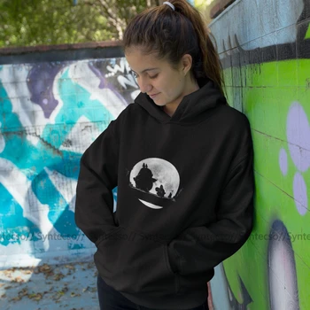 

Night Hoodie Hakuna Totoro Hoodies Oversized Street wear Hoodies Women Sweet Black Printed Cotton Long Sleeve Pullover Hoodie