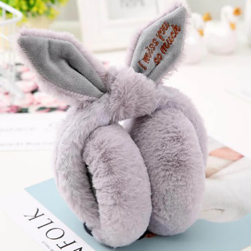 M14 Gray Calymel наушники с заячьими ушками плюшевые теплые складные подарок для зимы женские спортивные уличные теплые лыжные подарки на Рождество Хэллоуин - Цвет: M14 Gray