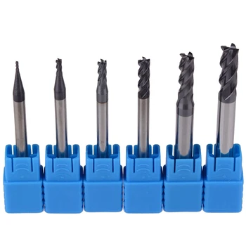 

6 Pcs 1-6 Mm 4 Flutes Hrc45 Solid Tungsten Carbide End Mill Cnc Router Bits Tools Cnc Milling Cutter Bits For Metal Cutting