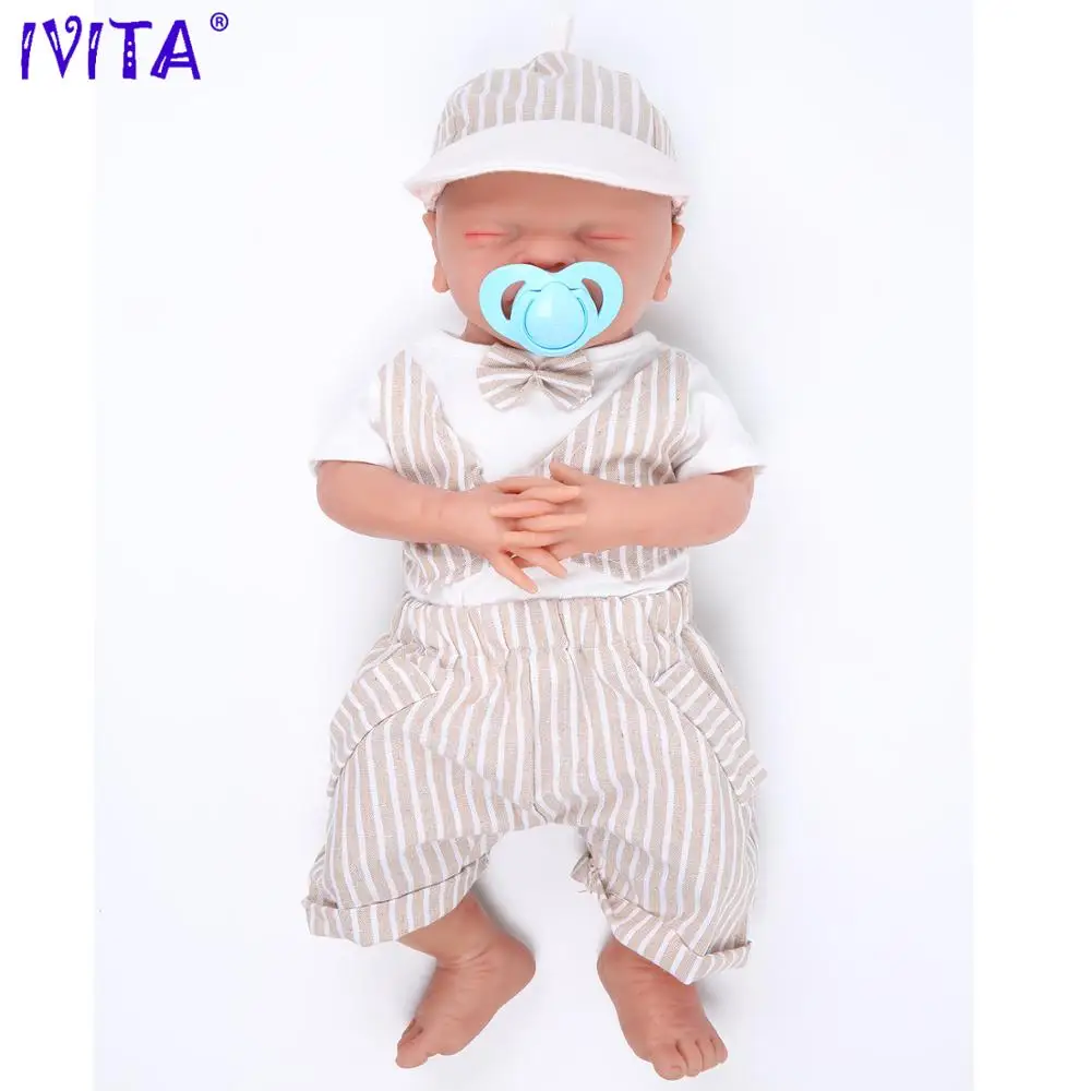 IVITA WB1514 46 см 3000 г настоящий полный силикон Bebe Reborn спящий малыш рот открытые