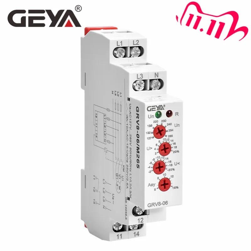 

Free Shipping GEYA GRV8-06 3 Phase Failure Phase Sequence Voltage Monitoring Relay Voltage Sensing Protection Relay 460V