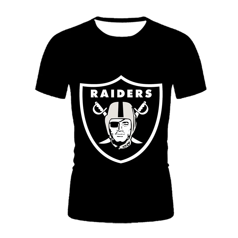 Fashion American Football Team Printed 3D T-shirt men Summer Raiders Casual Black White Hip Hop Tops Tees short-sleeved T-shirts