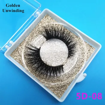 

Golden Unwinding wholesale siberian mink eyelash 5D-08 natural mink false eyelash custom box soft mink lashes packaging