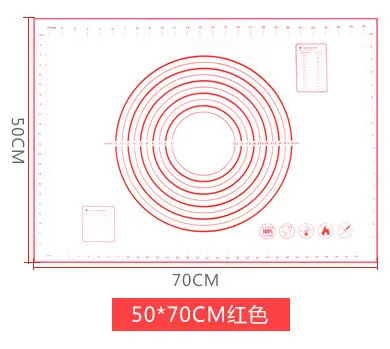 70x50 red Силиконовый коврик для выпечки 60x80, антипригарный силиконовый коврик для выпечки, коврик для кондитерских изделий, кухонные гаджеты, инструменты для приготовления пищи, посуда, лист для выпечки кондитерских изделий - Цвет: 70x50 red