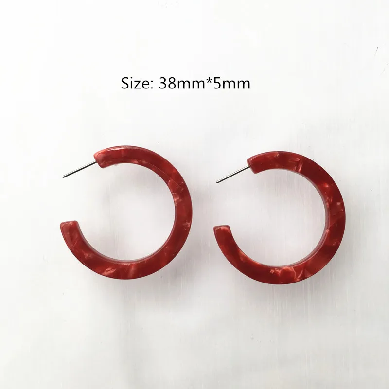 Small size 18 UJBOX 22 цвета Высокое качество ацетатные серьги женские леопардовые цветные розовый зеленый желтый красный синий уксусная кислота серьги-кольца - Окраска металла: Small size 18