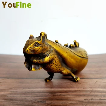 

Chinese classical bronze traditional lucky rat money bag 12 Zodiac lucky rat auspicious desktop decoration ornaments