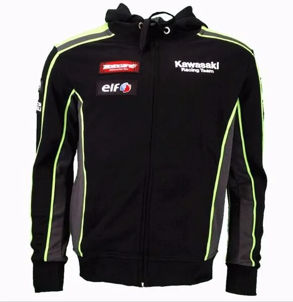 Mens Motorcycle Hoodie Racing Riding Hoody Clothing Jacket Men Jackets Cross Zip Jersey Sweatshirt Windproof Coat for Kawasak 9