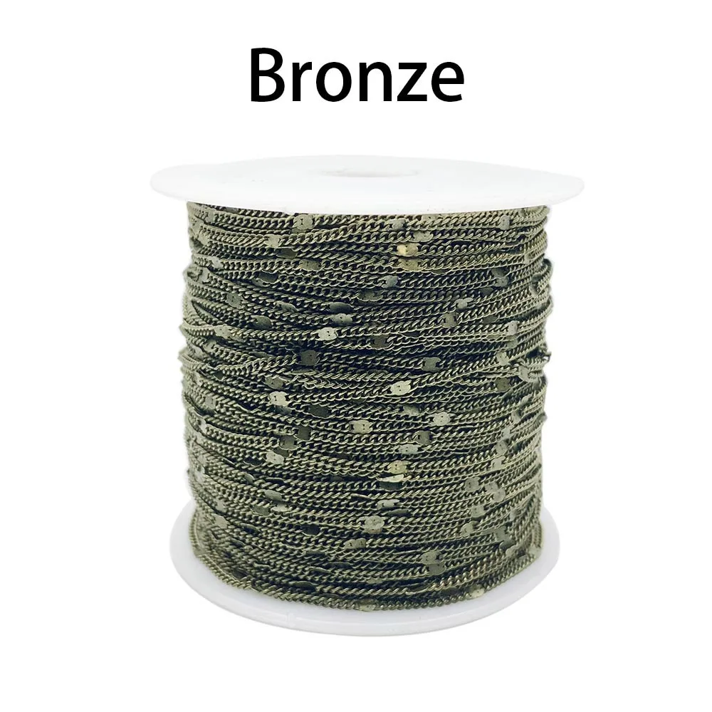 5 м 10 м/лот Серебряный, Золотой, родиевый позолоченные цепочки для ожерелья латунные объемные звенья цепи для DIY материалы для изготовления ювелирных изделий оптом - Цвет: Bronze