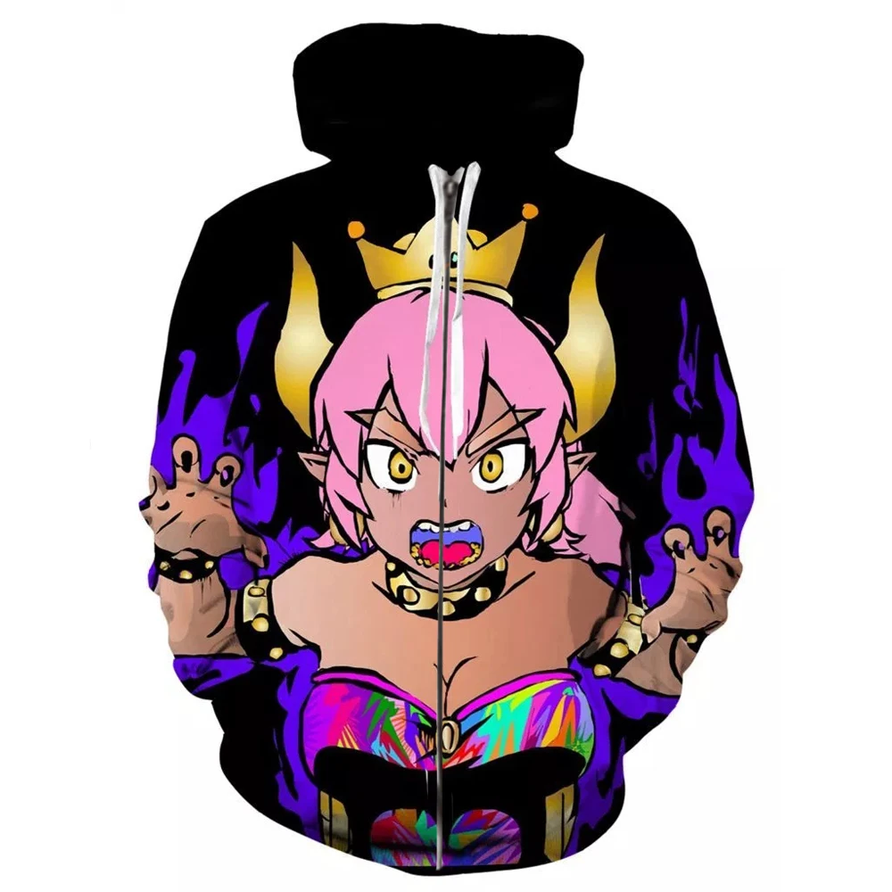 Bowsette Горячая новинка Толстовка настроить аниме 3D печать толстовки Мода пуловер с капюшоном топы для мужчин wo мужская одежда Прямая B-5