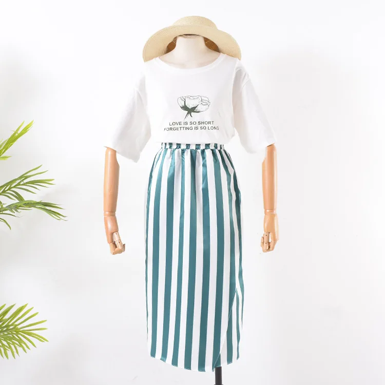 

Stock Women's Dress Overstock 2019 Summer Korean-style Slimming Versatile Stripes Elegant Ladies' Skirt 6.28