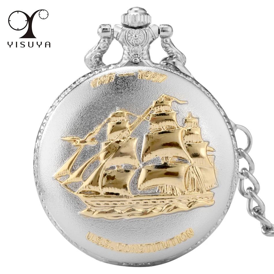 Полный Охотник с плавающей лодкой узором антиквариатные карманные часы