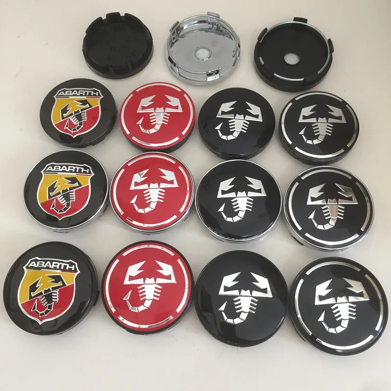 4pcs Abarth 56mm 60mm Car emblem Wheel Center hub Caps Badge cover sticker for Scorpion 500 1000TC 1100 Scorpione Spider | Автомобили и