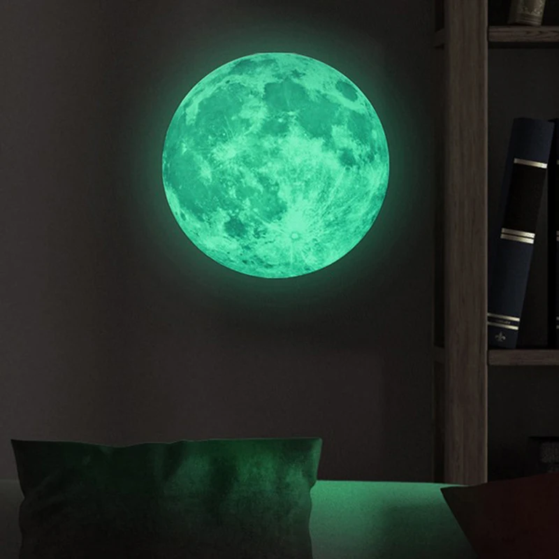 Светящаяся Луна земля мультфильм DIY 3D Наклейка на стену для детской комнаты