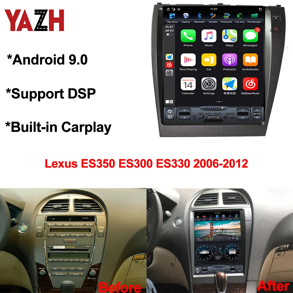 YAZH Android 9.0 Auto Radio Player For Lexus ES350 ES300 ES330 2006-2012 Bluetooth 5.0 DSP Head Unit 12.1\