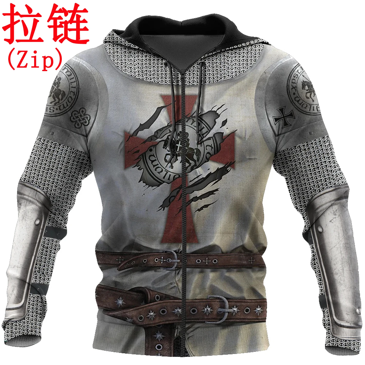 3D Printed Knight Medieval Armor Men hoodies Knights Templar Harajuku Fashion hooded Sweatshirt Unisex Casual jacket Hoodie QS44