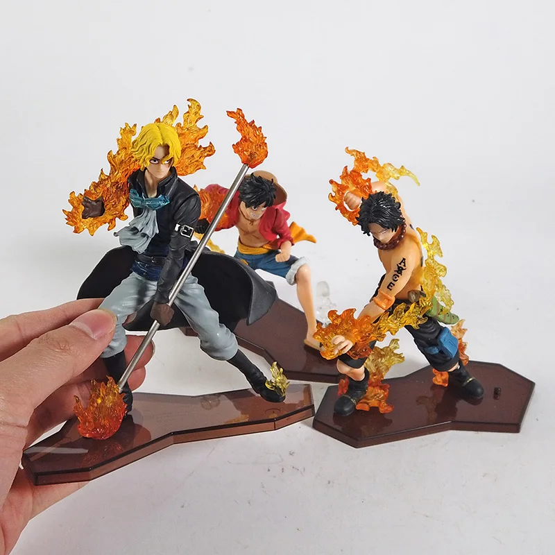 Аниме One Piece Attack Styling Luffy + Sabo Ace ПВХ Фигурки коллекционные модели игрушек 3
