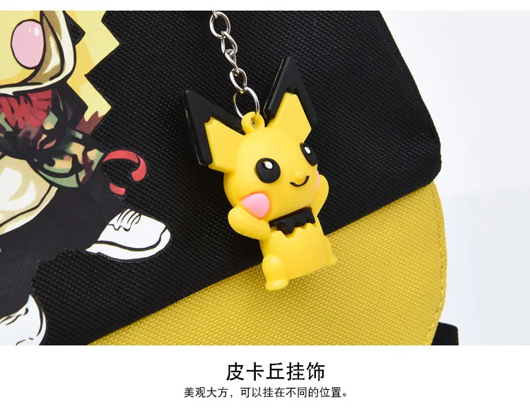 Action Large Pikachu Backpack with USB Charge Line Student Schoolbag Cute Cartoon Pikachu Couple Bags Quality Canvas Bag Gift
