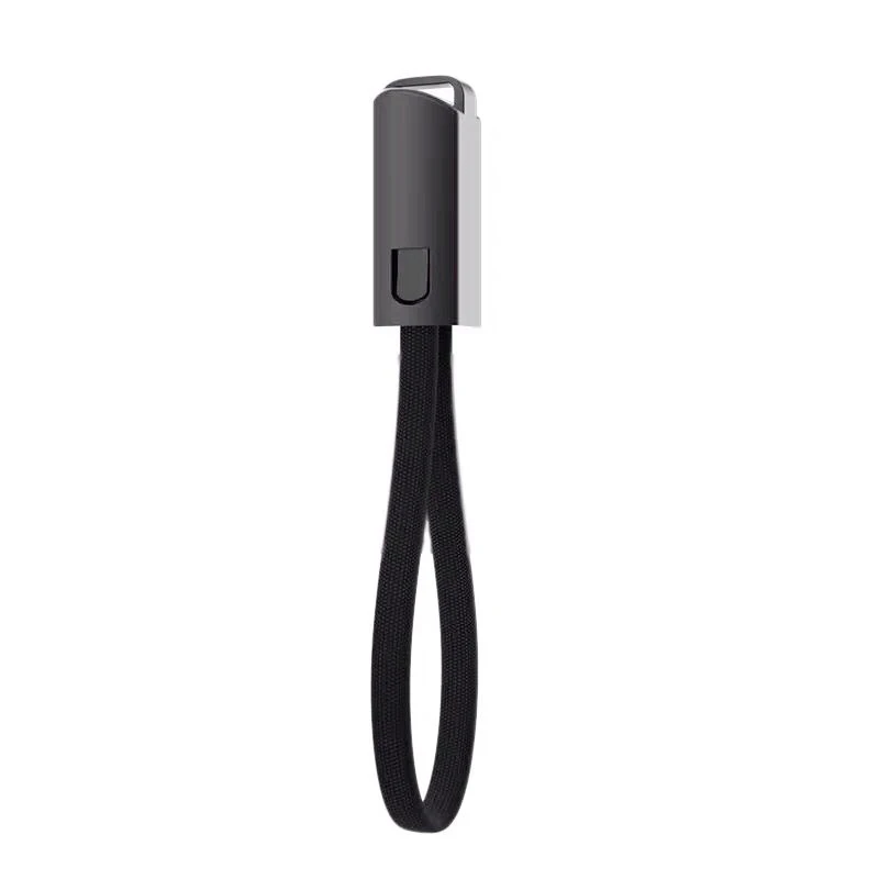 Брелок кабель для передачи данных, портативный USB брелок кабель для зарядки кабель для быстрой зарядки, креативный кабель для передачи Данных Ремешок брелок(черный