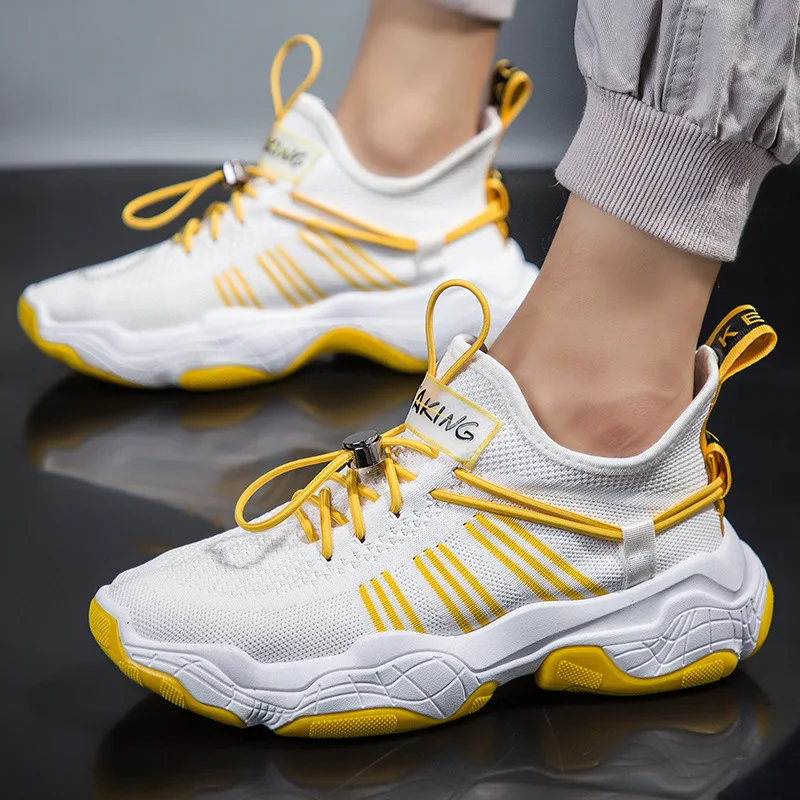 

Korean-style INS Super Fire Thick Bottomed Extra High Old Man Shoes Fly Woven Punched Sheet Surface Foot Covering Coconut Shoes