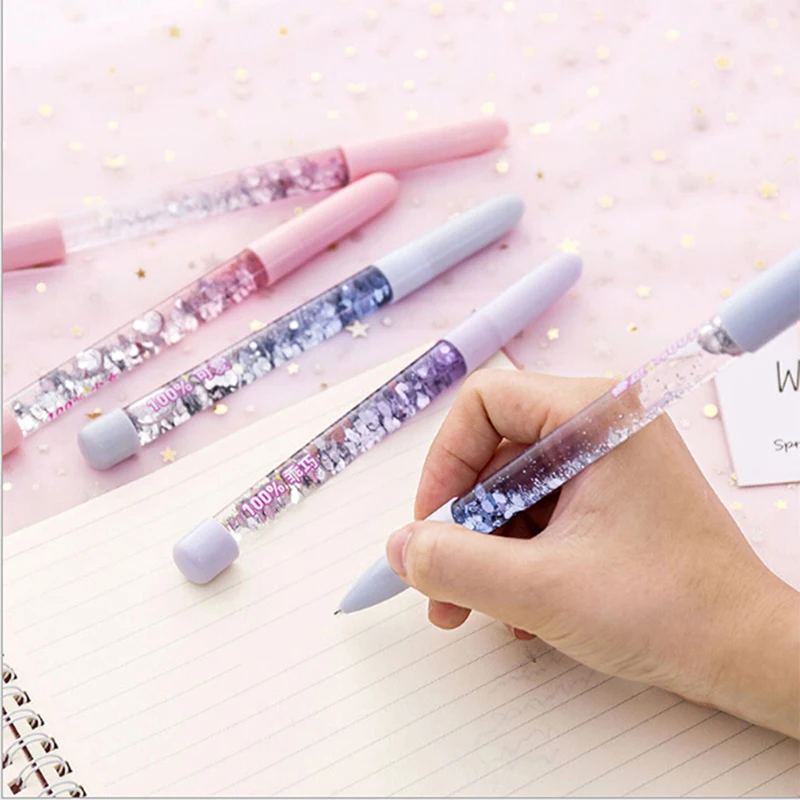 

Gel Pen Kawaii 0.5mm Fairy Stick Crystal Drift Sand Glitter Neutral Rainbow Colored Pens For Writing Chancery Material Escolar