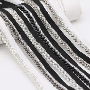 

10Yards Silver Thread Beading Lace Hair Accessories Handmade Nail Beads Webbing Ribbons Pillow Bed Curtain Pearl Accessories