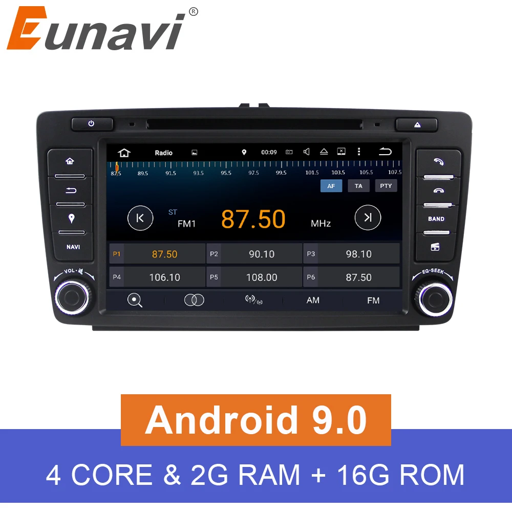 Автомагнитола Eunavi 2 Din DVD GPS для Skoda Octavia 2012 2013 A 5 A5 Yeti Fabia Android 9 0 четырехъядерный