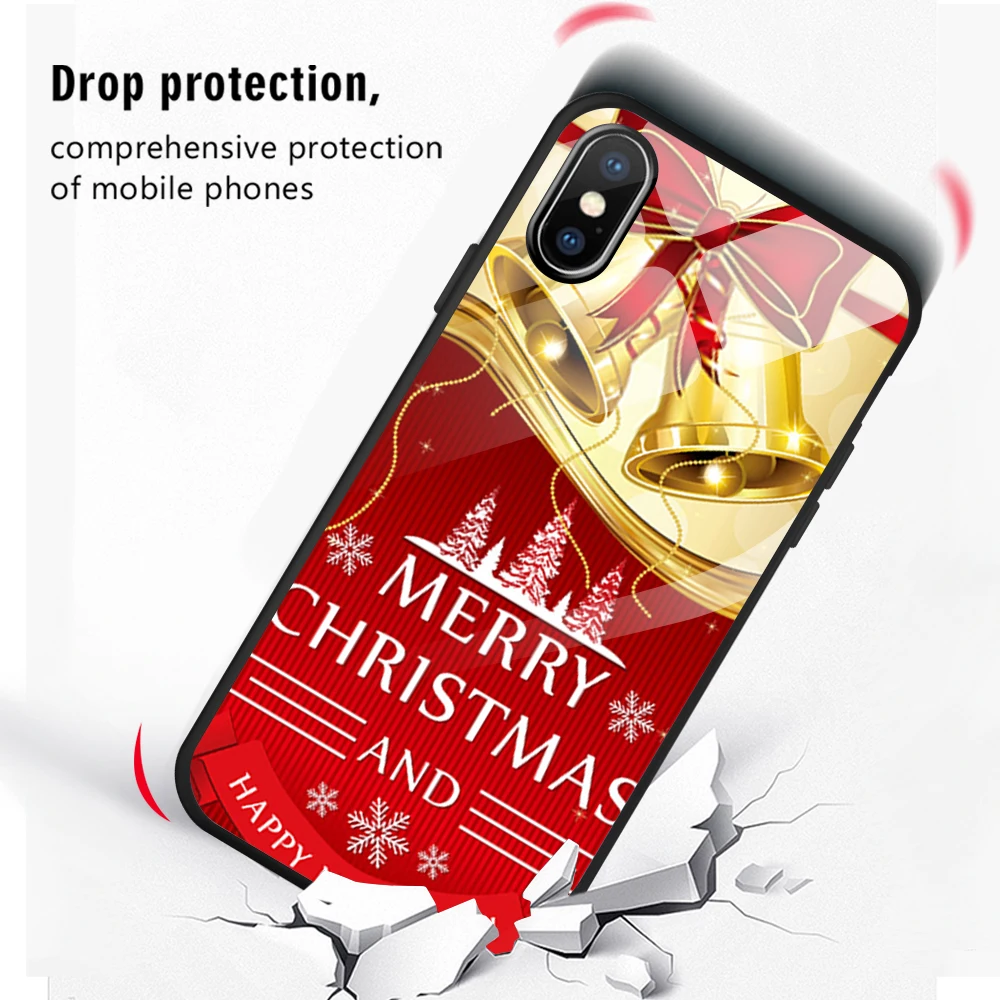 Роскошный чехол из закаленного стекла для iPhone 11 Pro XS MAX XR X Merry Christmas santa claus чехол для iPhone 7Plus 8 7 6 6S Plus Coque