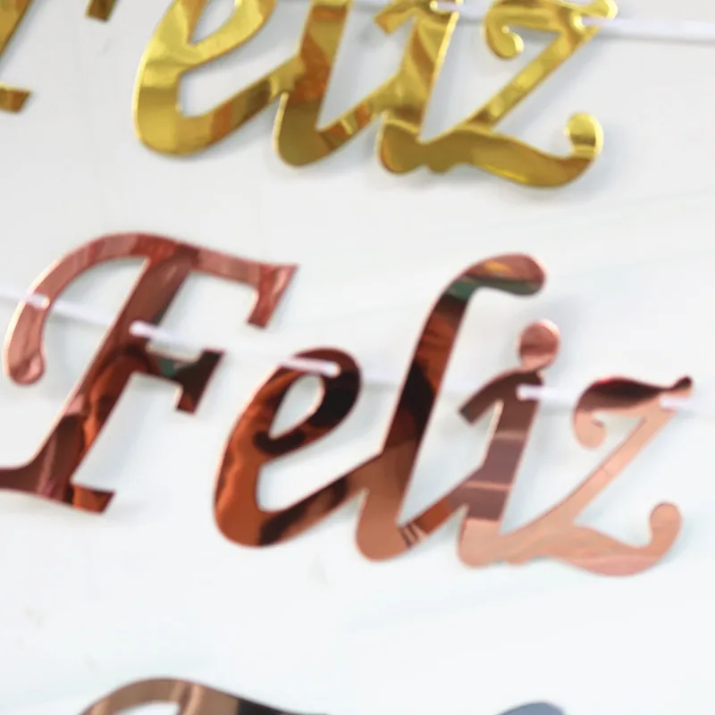 FELIZ CUMPLEANOS, для первого дня рождения, для мальчиков, вечерние, с днем рождения, баннер, для детского дня рождения, украшения - Цвет: rose gold