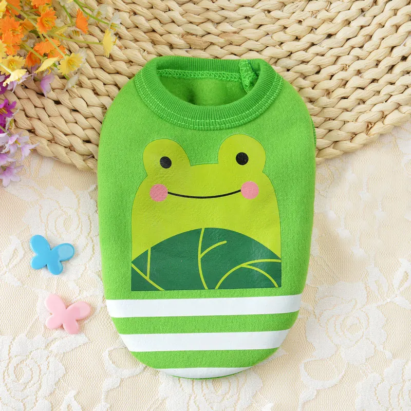 Милая маленькая собачка, кошка, теплый жилет, зимний флис, мультипликационный принт, щенок, домашнее животное, кот, собака, одежда для маленьких, средних, футболки с собаками, размер 3XS-S - Цвет: Зеленый