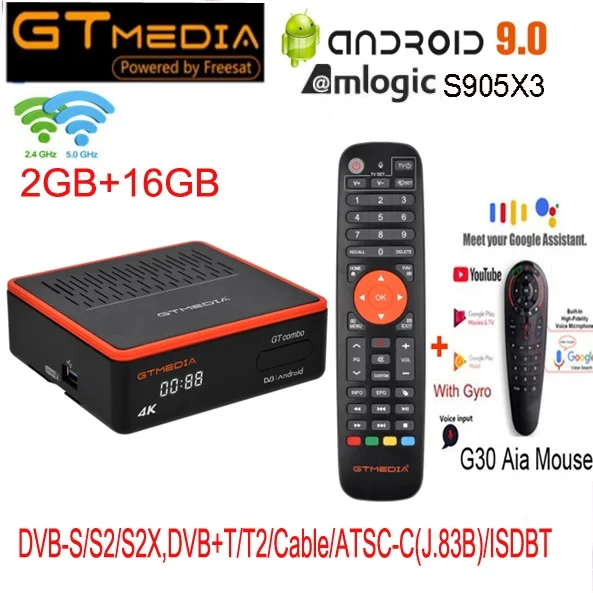 ТВ-приставка GTMEDIA gt combo 8k Android 9 0 2 + 16 ГБ H.265 Wi-Fi | Электроника