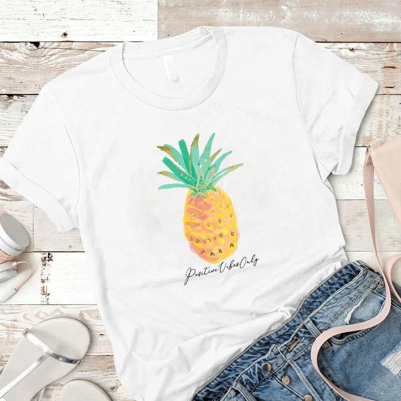 Wanita Ukuran Plus 4XL Segar Nanas Buah 