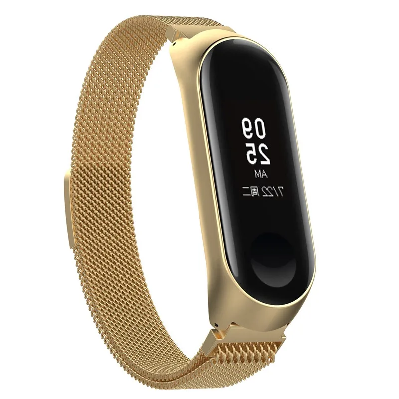 Браслет mi Band 3 4 Металлический Безвинтовой стальной ремешок для Xiaomi mi Band 2 браслет mi band 3 браслеты Pulseira mi band 4 ремешок на запястье - Цвет ремешка: ML-Gold