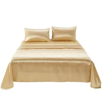 

Comfortable Satin Silk Fitted Sheet Bed Flat Sheet Set Bedding Set Pillow Case King&Queen&Twin comforter bedding sets