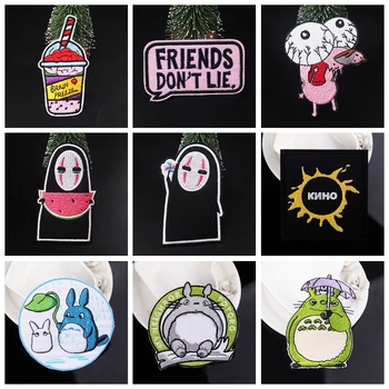 

DIY Totoro Patch No Face Man Embroidered Patches For Clothing Cute Cat Patch Iron On Patches On Clothes Summer Style Watermelon