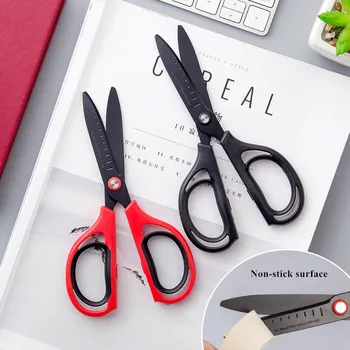 

1 Pc Stainless Steel Nonstick Scissors 170mm Household Office Sewing Tailor Paper Cutting Safety Scissors with Scale Stationery
