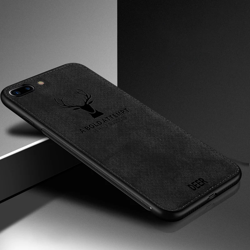 Black Чехол с узором для iPhone 6, 6 S, 7, 8 Plus, X, XR, XS, 11 pro, MAX, тканевый текстурный чехол для телефона с магнитным тиснением, с оленем, премиум, деловой чехол - Цвет: Black