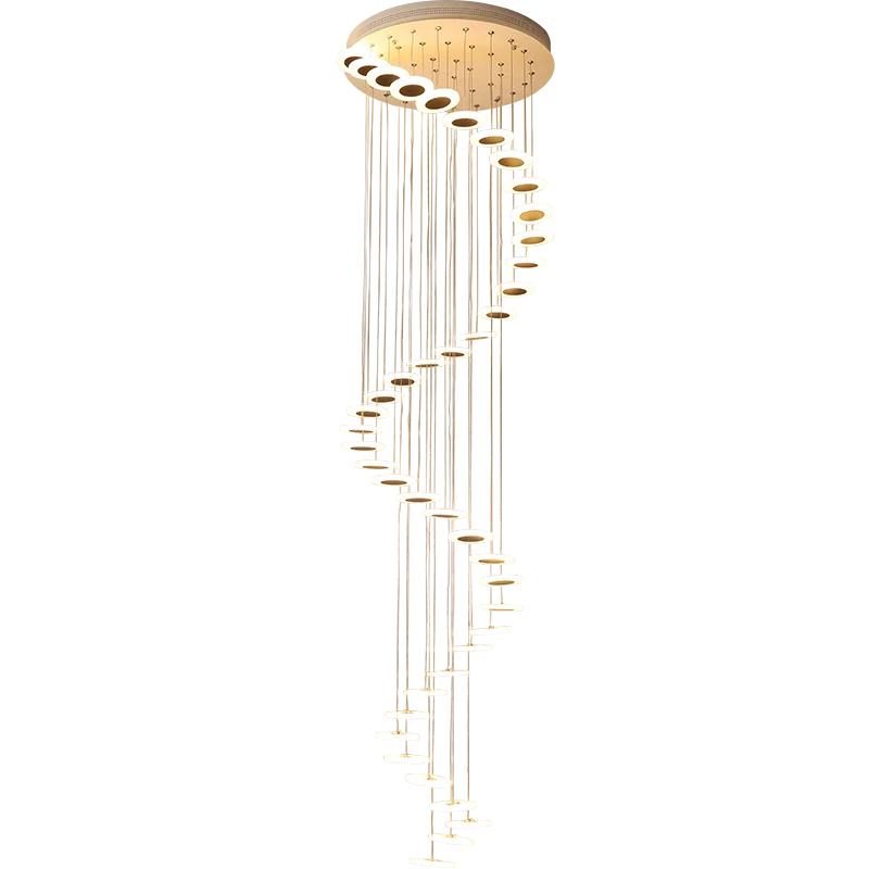 Nordic complex spiral staircase chandelier long living room lamp modern minimalist creative led corridor Light fixture
