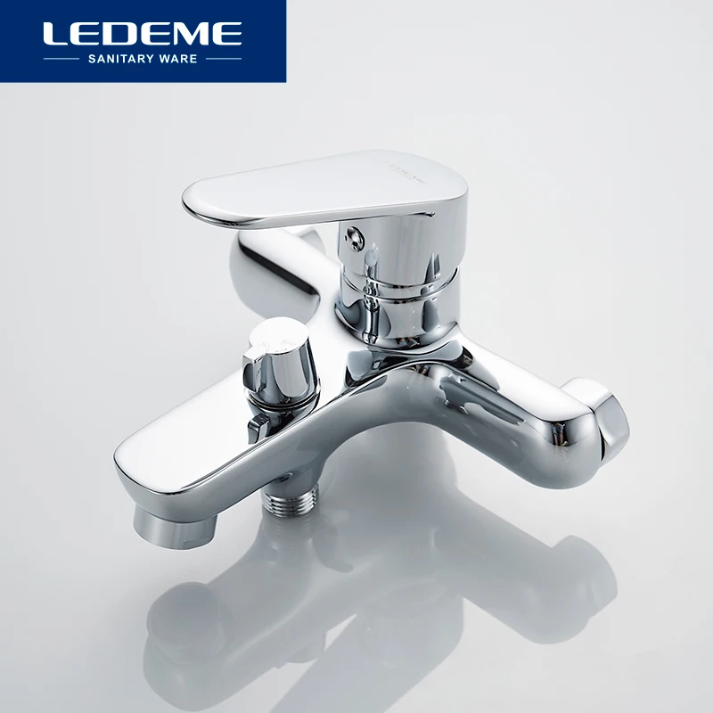 LEDEME Faucet for Bathroom Sinks Bathtub Shower Bracket Single Cold and Hot Water Taps Chrome Shower Faucets set Tap L9030