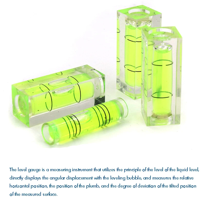 5PCS/Lot Cylindrical / Square Plastic Bubble Spirit Level Vials, 9.5x39.5mm / 15x40mm Mini Level Measure for Woodworking Carving