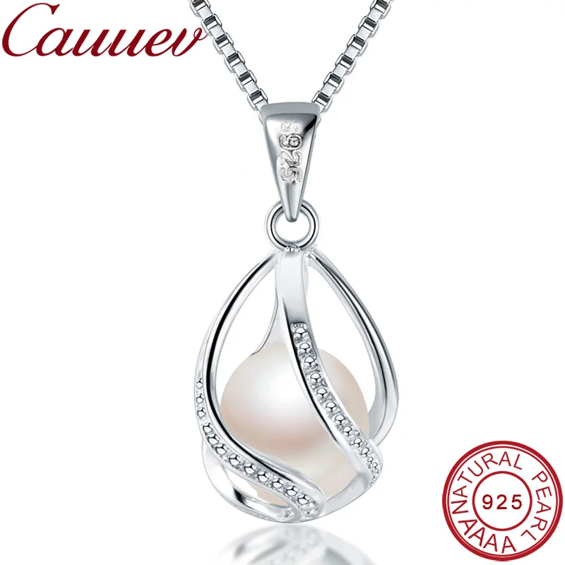 

Cauuev genuine 100% Natural freshwater Pearl Jewelry Hot Selling 925 Sterling Silver Pendant Necklace gift For Women Female Jew