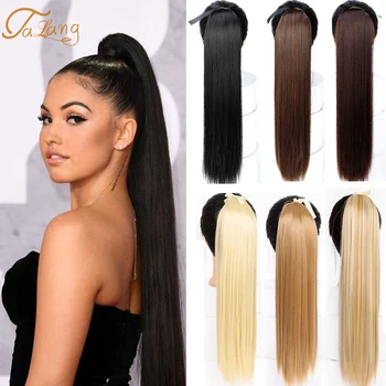 

TALANG 85cm Long Straight Synthetic Hair Ponytail Clip In Hair Tail False Hair Piece With Hairpins Hair Extensions 32inch