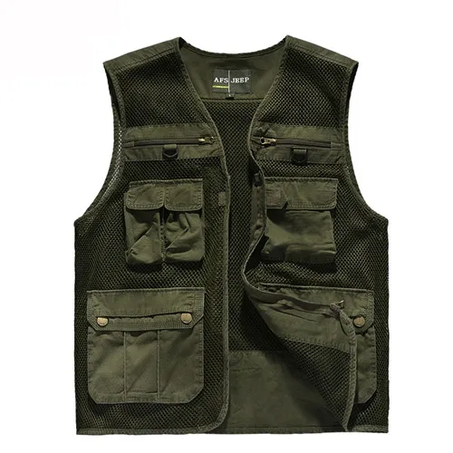 Сетчатый мужской жилет colete masculino inverno colete militar без рукавов, мужской жилет, пальто, повседневный жилет для фотографа, путешествия 872 - Цвет: Армейский зеленый