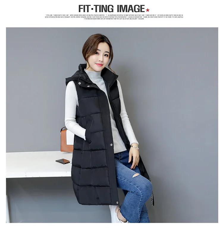 duvet coats 2021 Winter Women Cotton Down Vest Plus Size M-5XL Sleeveless Warm Hooded Loose Casual Long Vest Female Outerwear Padded Jacket long duvet coat