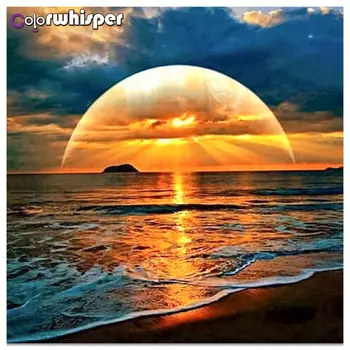 

Daimond Painting 5D Full Square/ Round Sunset At Sea Setting Sun Diamond Rhinestone Embroidery Crystal Mosaic Cross Stitch D286