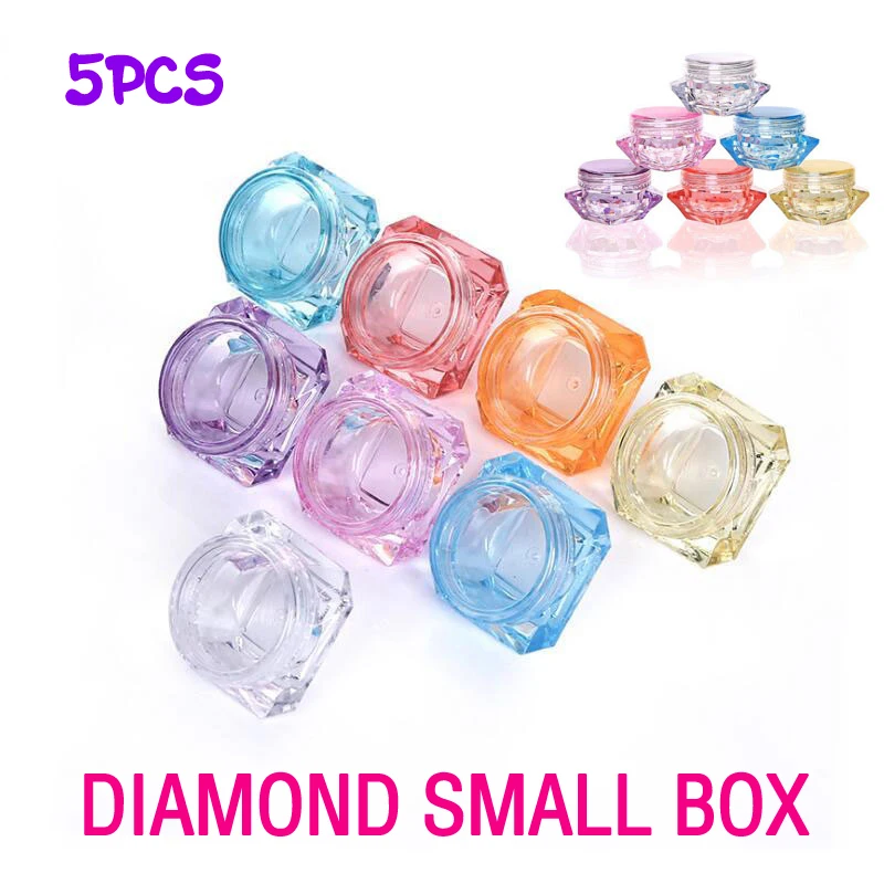 

5pcs 3ml/5ml Cosmetic Sample Empty Container Plastic Clear Cosmetic Pot Jars for Eye Shadow Nails Powder Jewelry Mix-Color