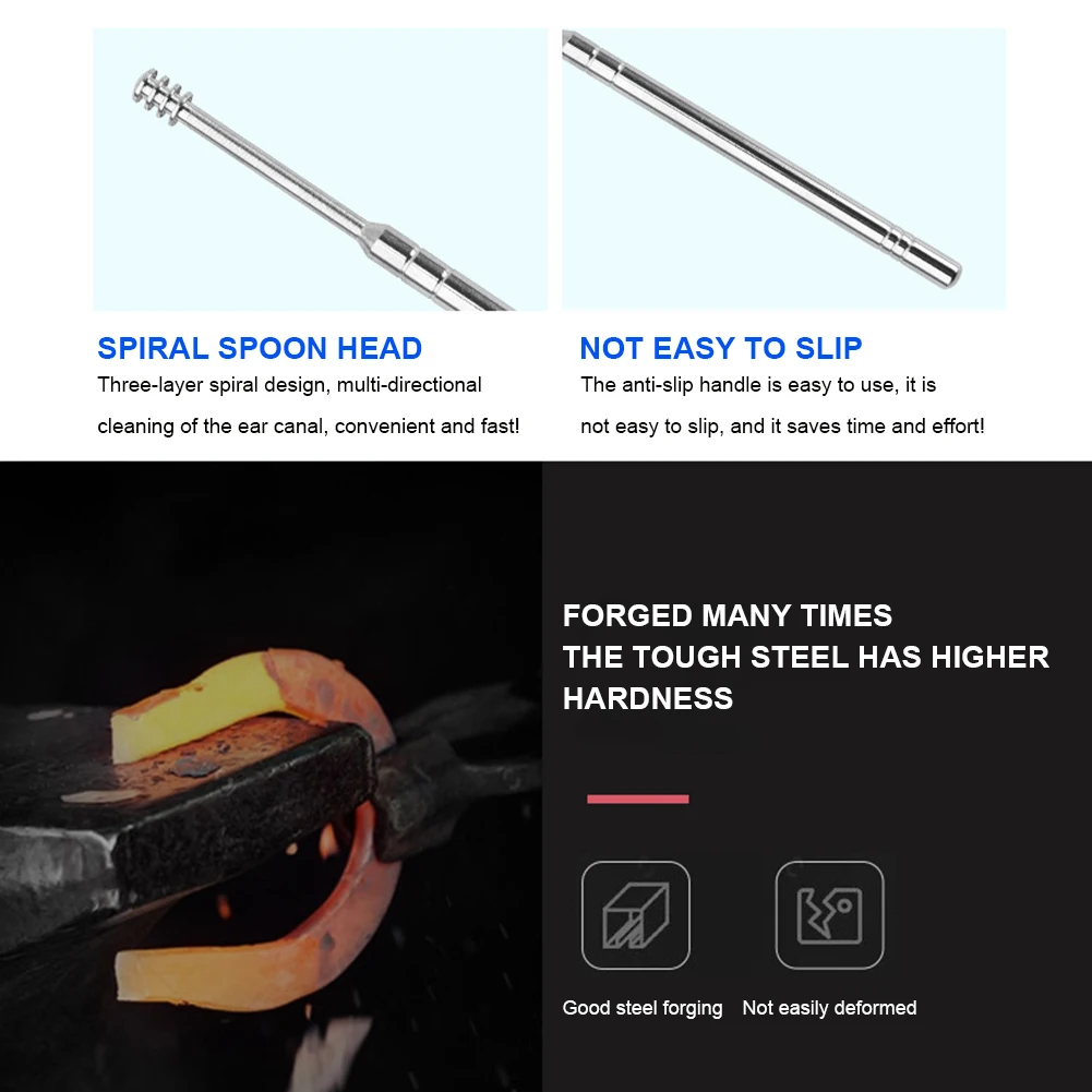 6PCS Ear Cleaner Wax Removal Tool Earpick Sticks Earwax Remover Curette Ear Pick Cleaning Ear Cleanser Spoon Health Care Earpick