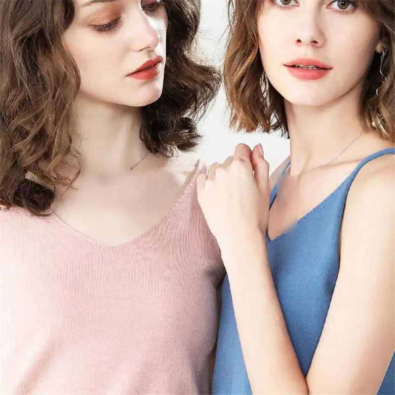 Autumn And Winter Imitation Cashmere V-Neck Small Sling Women's Short Style With Sexy Vest Knitted Slim Bottoming Shirt | Женская