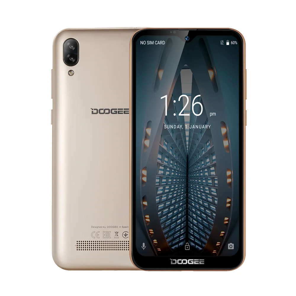 DOOGEE X90 6,1 ''19:9 экран капли воды смартфон четырехъядерный 1 Гб+ 16 Гб 3400 мАч две sim-карты 8MP+ 5MP WCDMA Android Go мобильный телефон - Цвет: Золотой